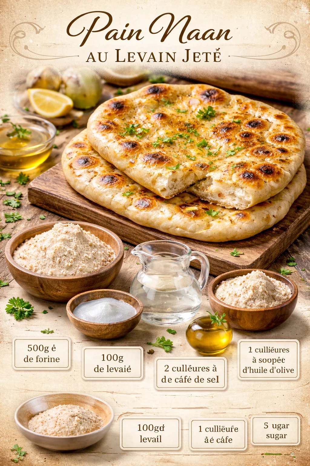 Pain Naan au Levain Jeté