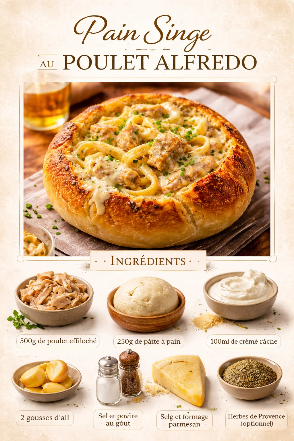 Pain Singe au Poulet Alfredo