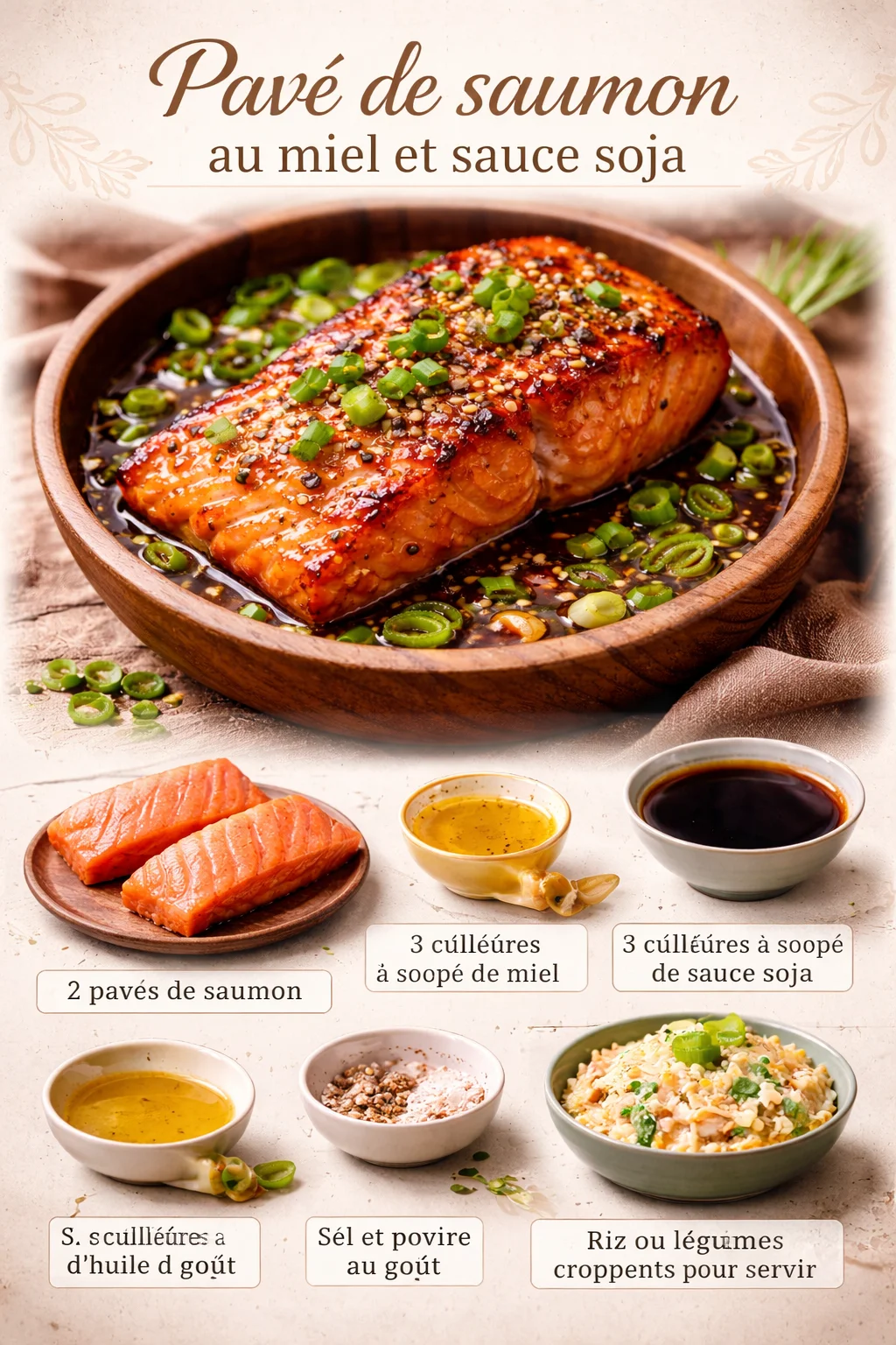 Pavé de saumon au miel et sauce soja