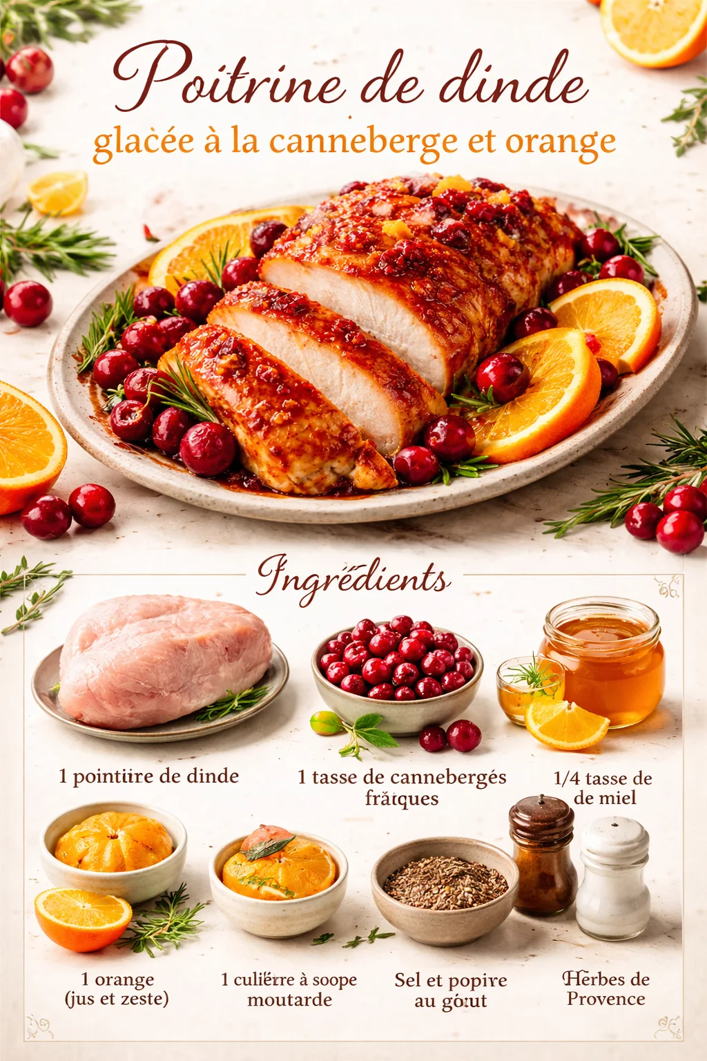 Poitrine de dinde glacée à la canneberge et orange