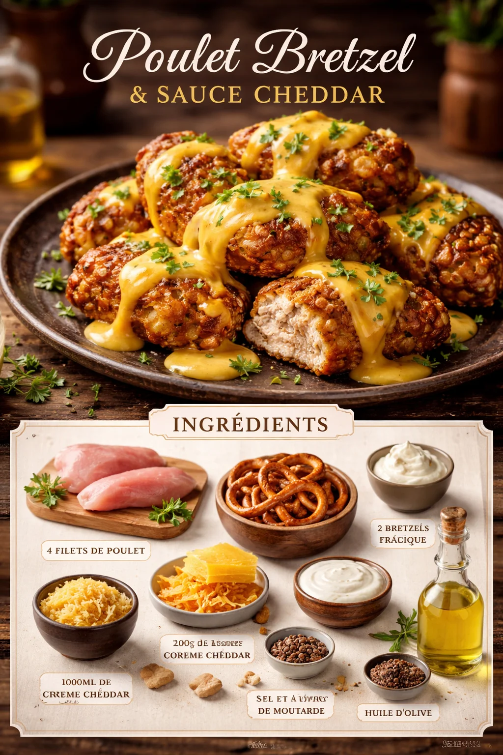 Poulet Bretzel & Sauce Cheddar