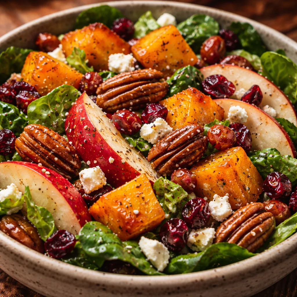 Recette de salade d'automne facile avec des ingrédients frais et colorés