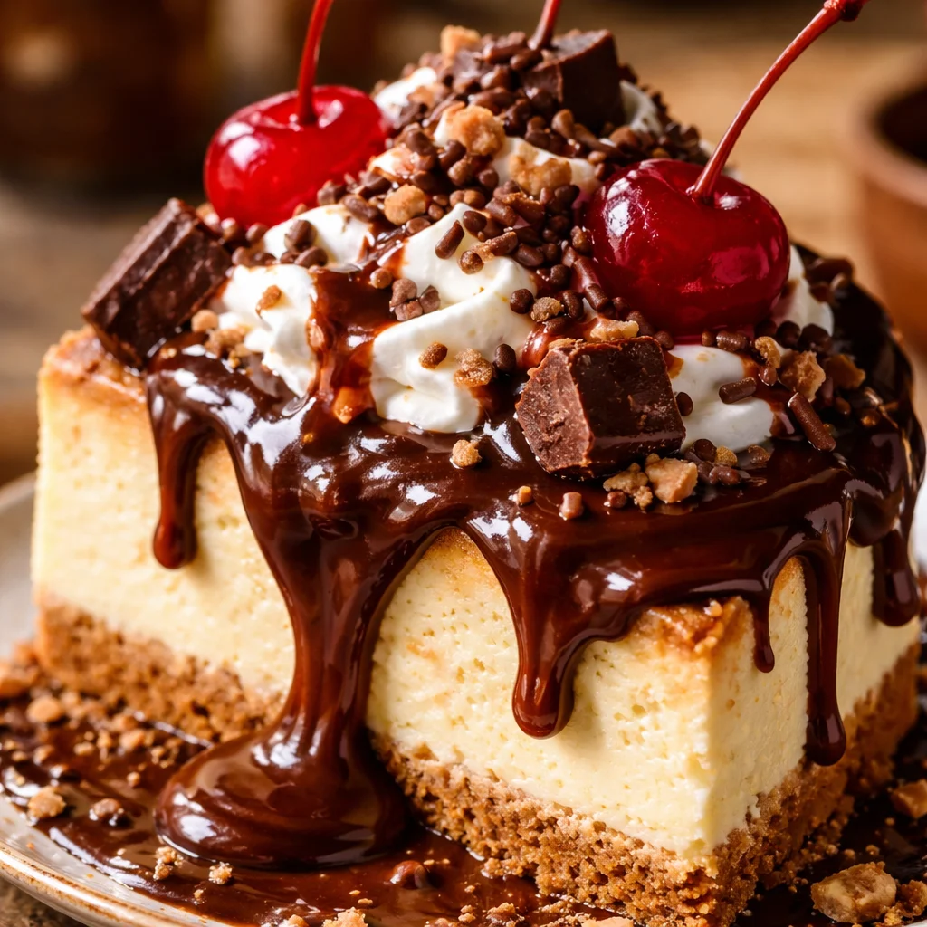 Sundae au chocolat chaud et cheesecake