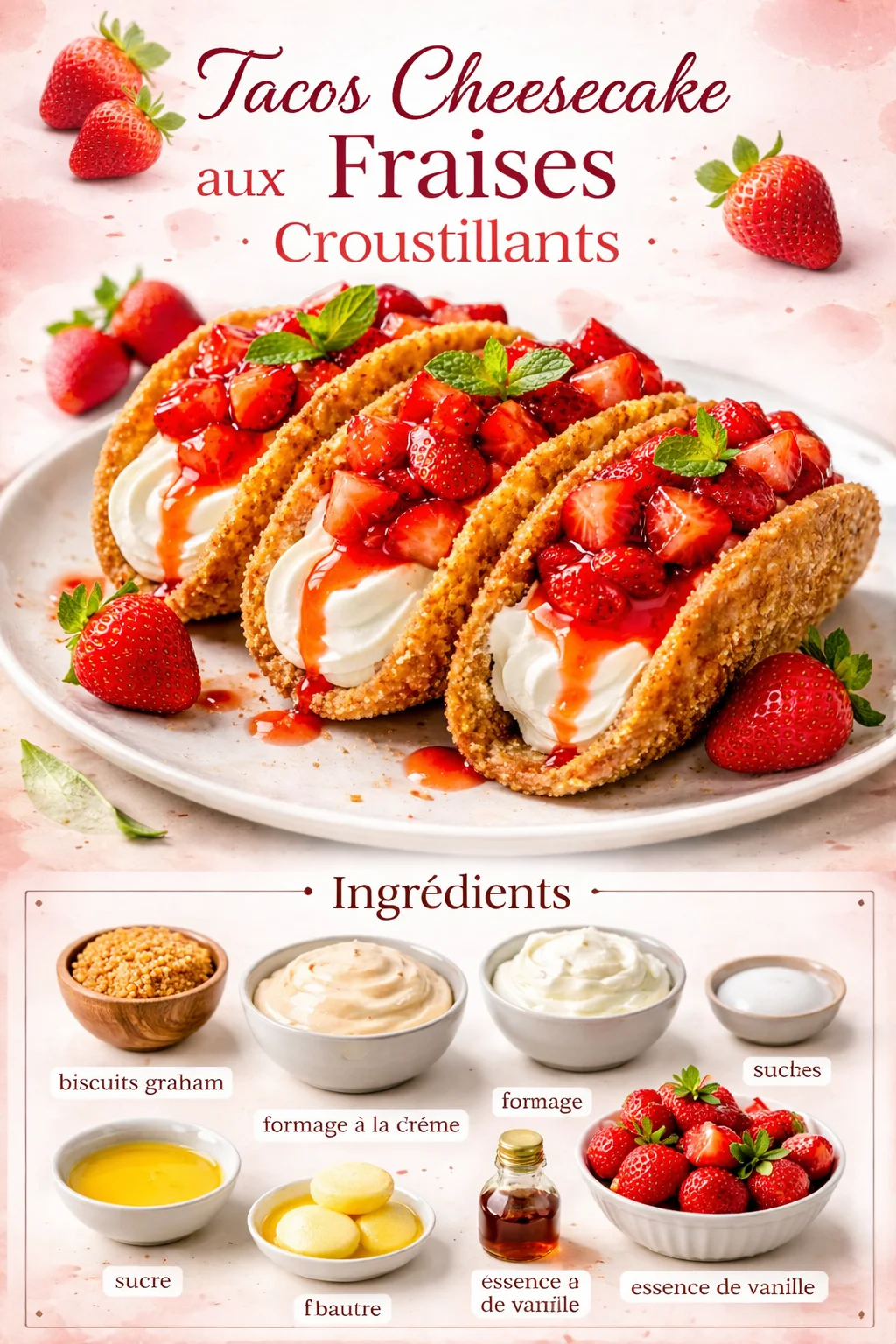 Tacos Cheesecake aux Fraises Croustillants