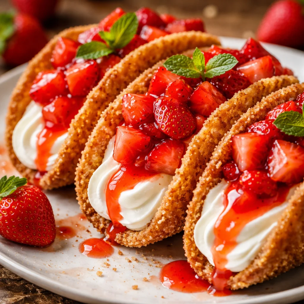 Tacos Cheesecake aux Fraises Croustillants