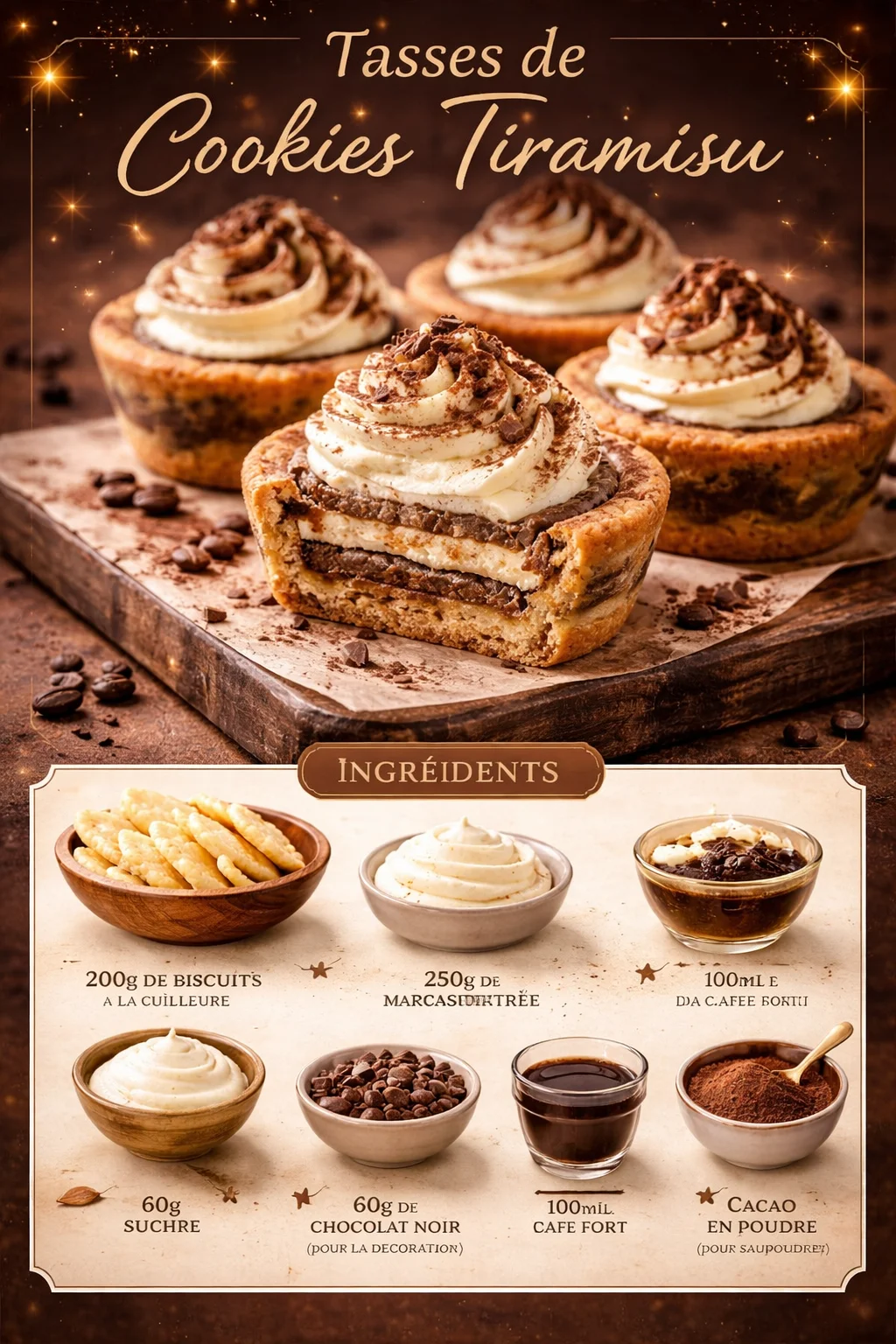 Tasses de Cookies Tiramisu