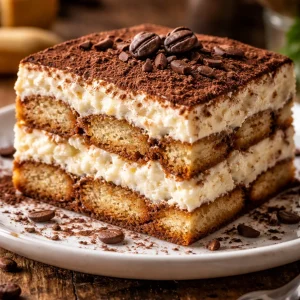 Tiramisu au cottage cheese, un dessert crémeux et léger en photo.