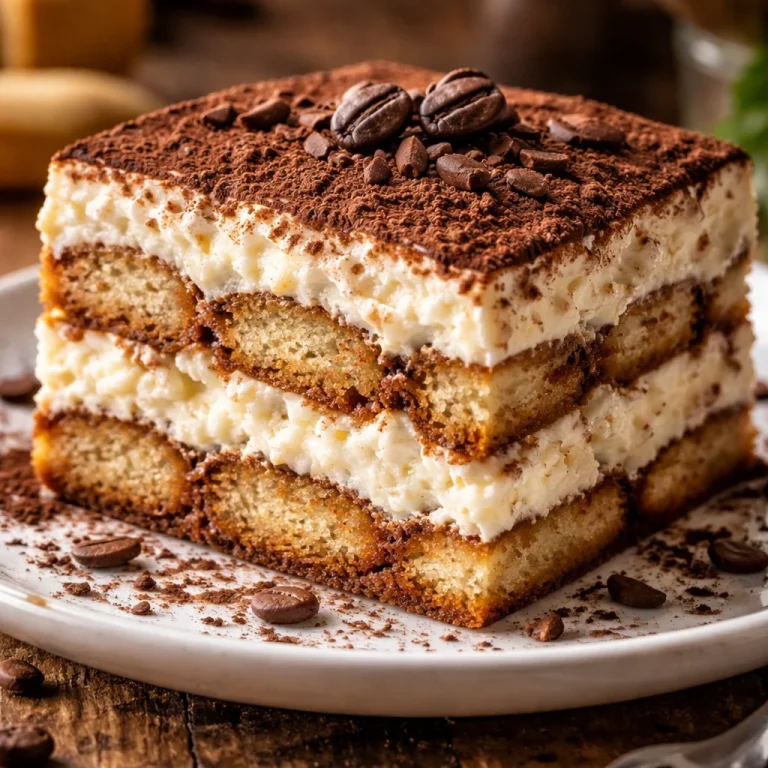 Tiramisu au cottage cheese, un dessert crémeux et léger en photo.