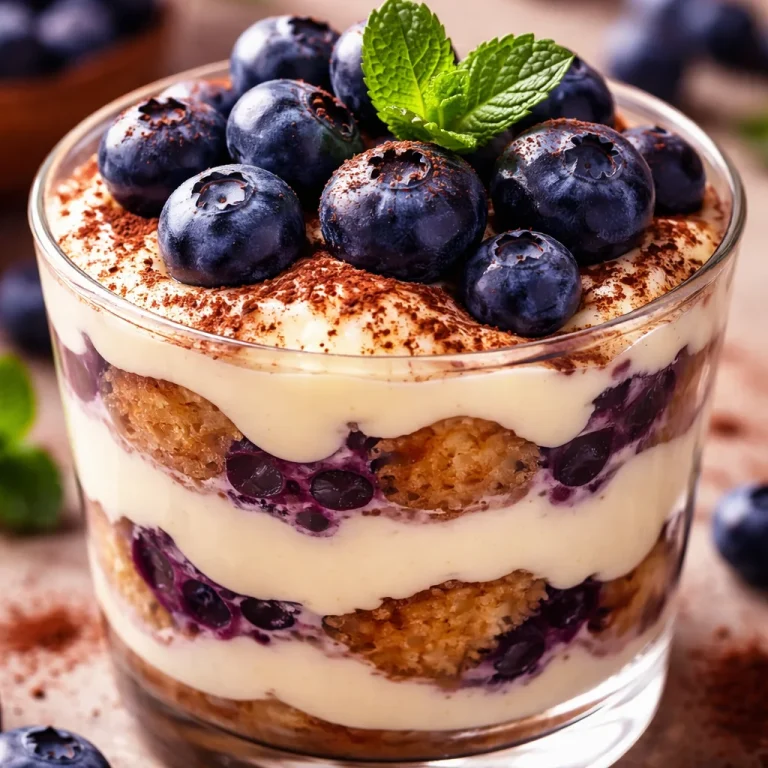 Verrine de tiramisu aux myrtilles savoureuse et élégante