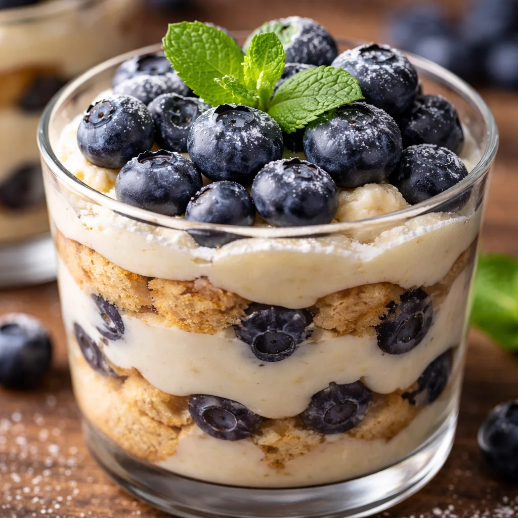 Tiramisu aux myrtilles en verrines