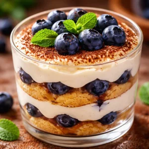 Recette de tiramisu aux myrtilles sans œufs, dessert frais et léger