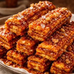Churros au toffee avec des crackers, un dessert sucré irrésistible.
