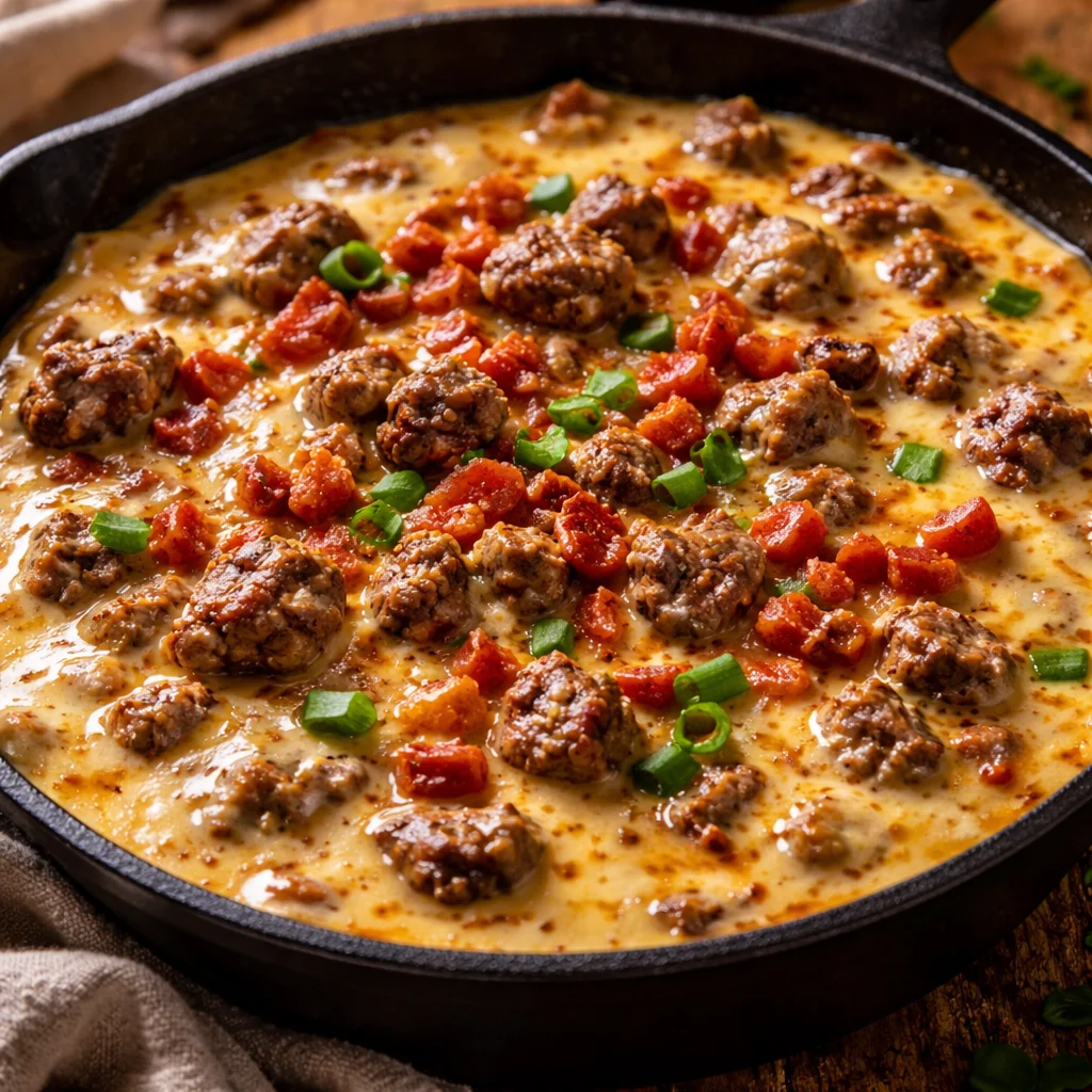 Trempette queso au bœuf servie dans un bol avec des chips
