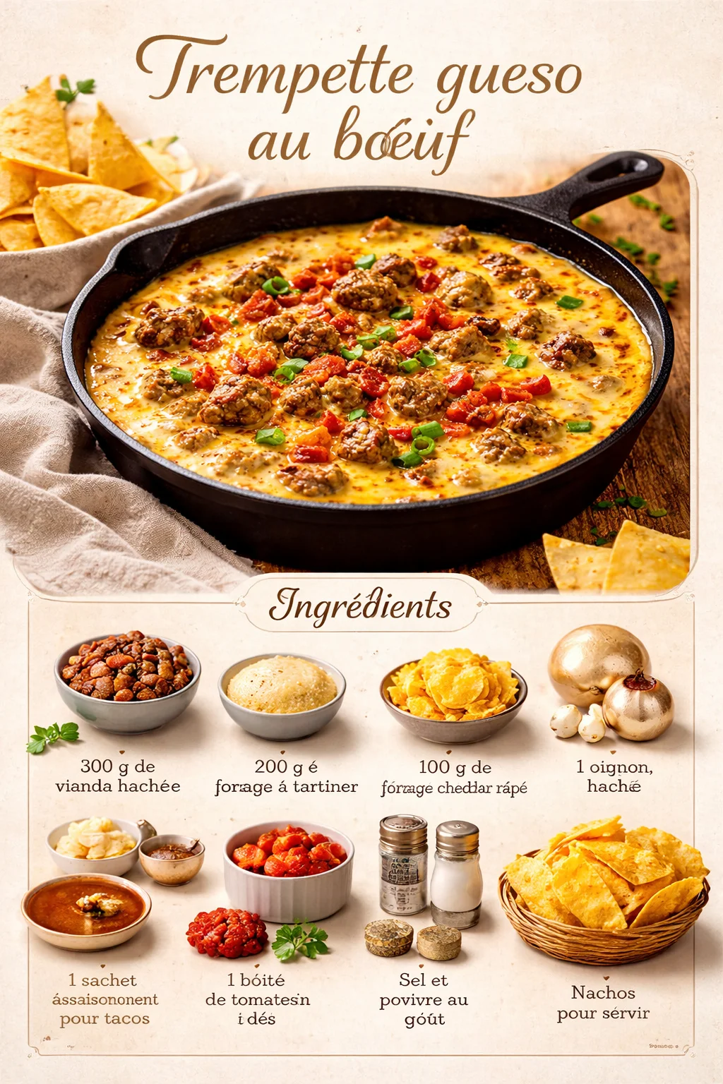 Trempette queso au bœuf