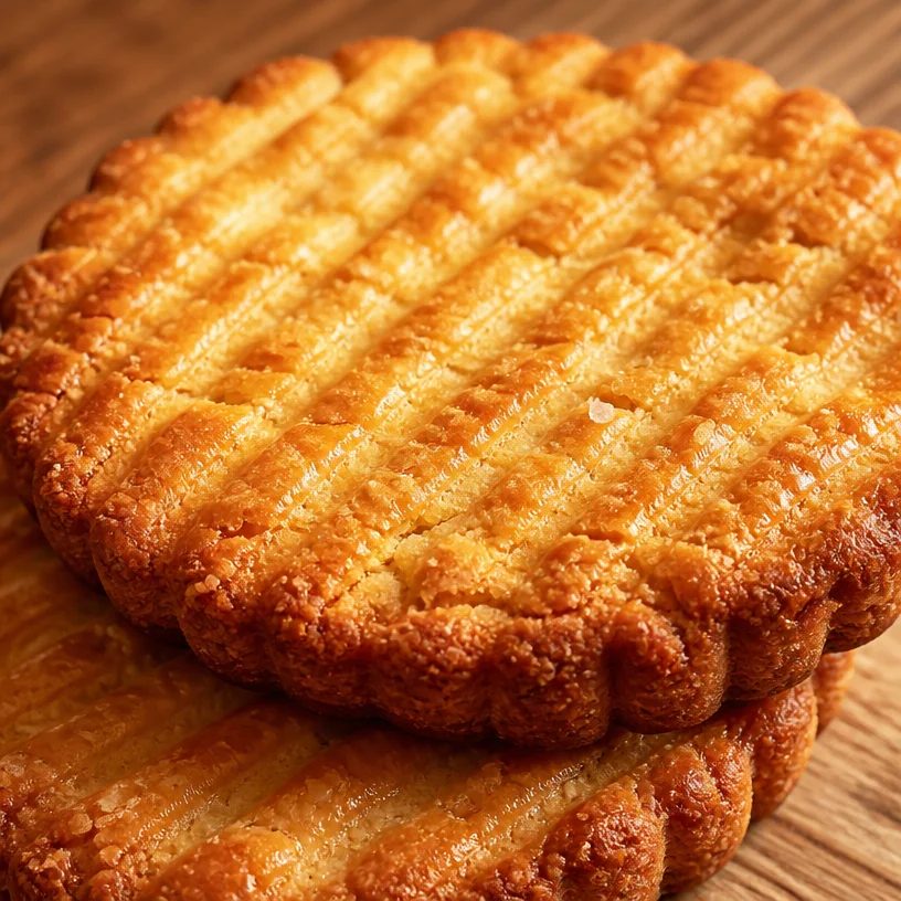 Biscuits au beurre salé français, croustillants et savoureux, sur une assiette.