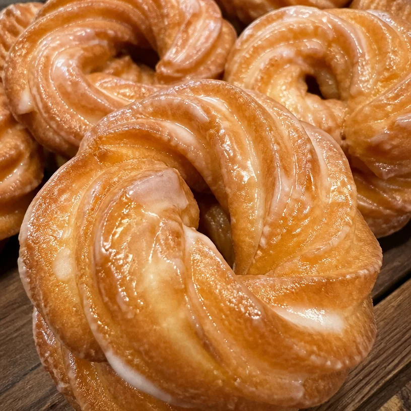 Crullers français dorés et sucrés, parfaits pour le petit-déjeuner ou le goûter.