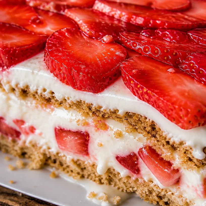 Dessert aux fraises sans cuisson servie dans un bol avec des fraises fraîches