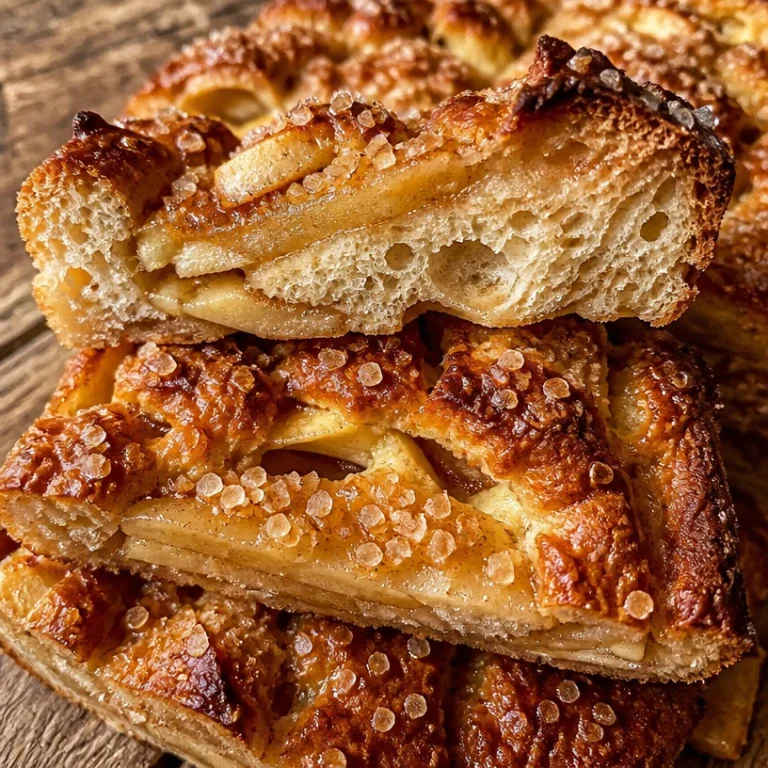 Focaccia de Pomme au Levain Sucré avec des pommes caramélisées