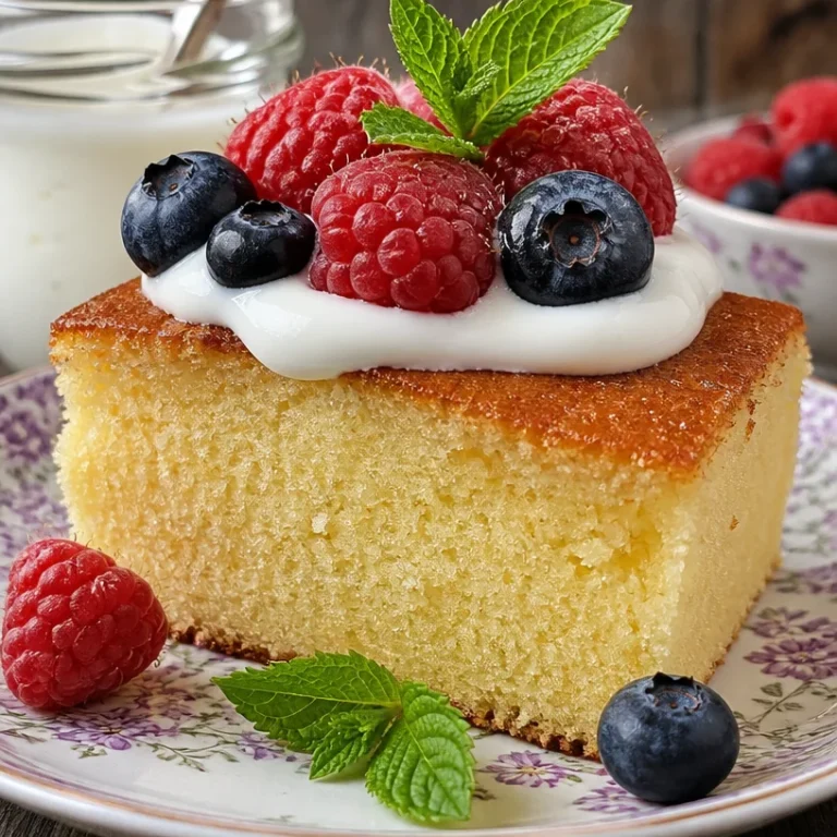 Gâteau au yaourt moelleux et savoureux, prêt à être dégusté.
