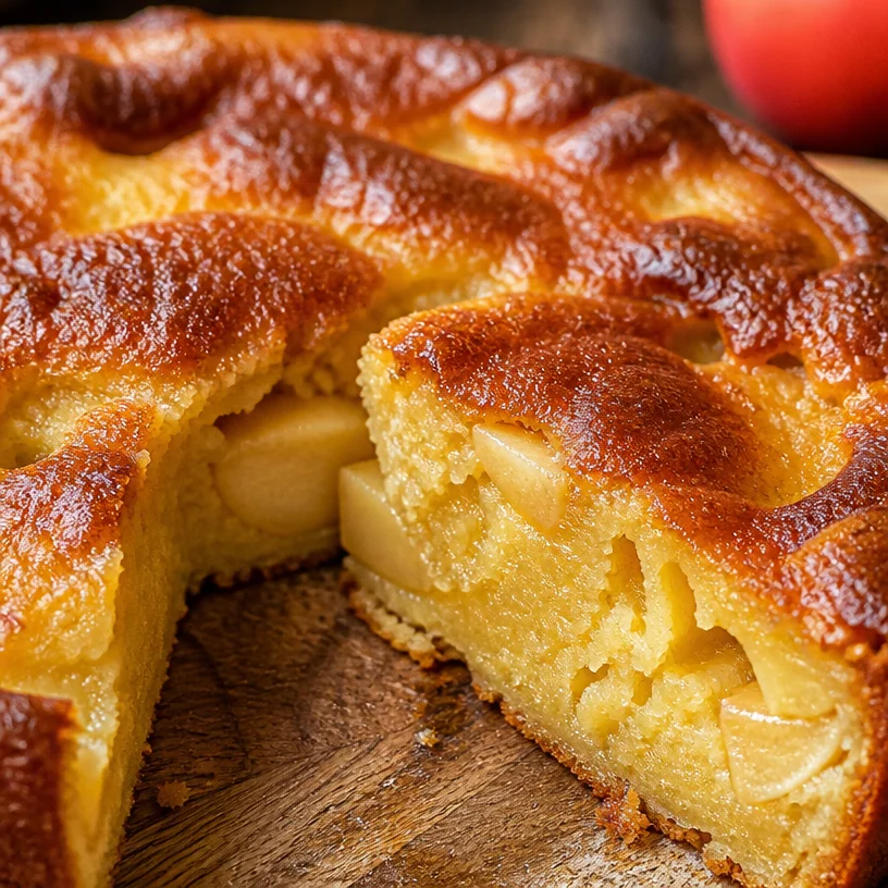 Gâteau aux pommes moelleux façon recette grand-mère sur une assiette