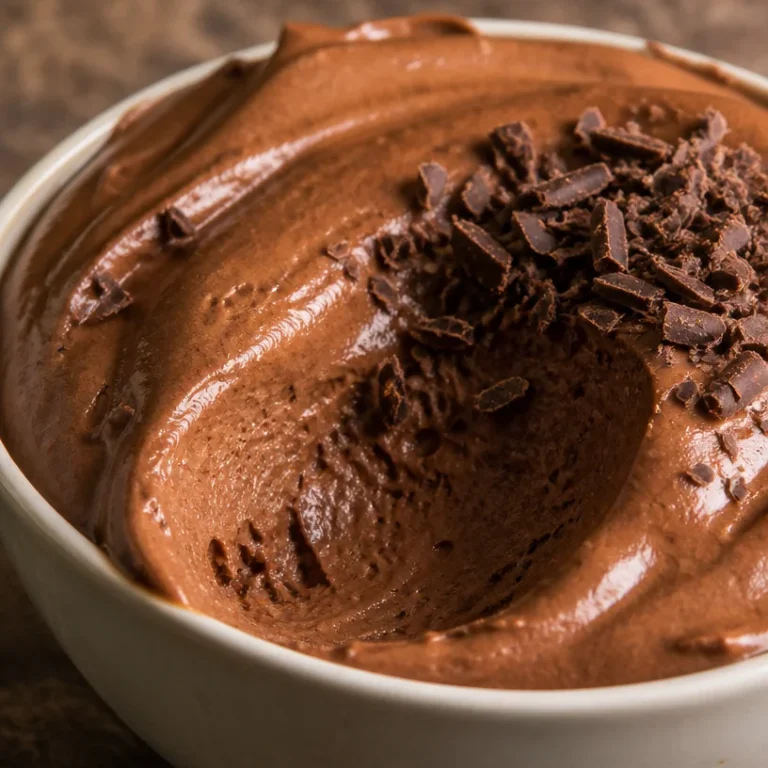 Bol de Mousse au Chocolat crémeuse sur une table en bois
