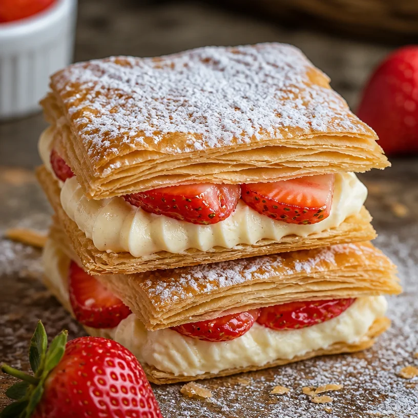 Dessert Napoleon aux fraises facile et savoureux