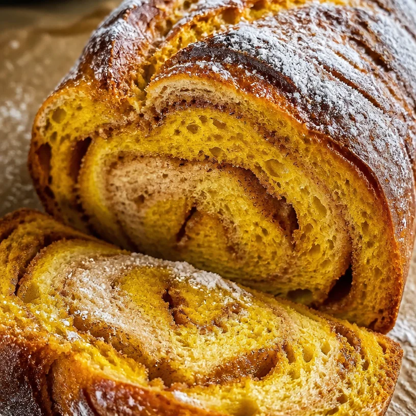 Pain au levain à la citrouille et à la cannelle, savoureux et croustillant.