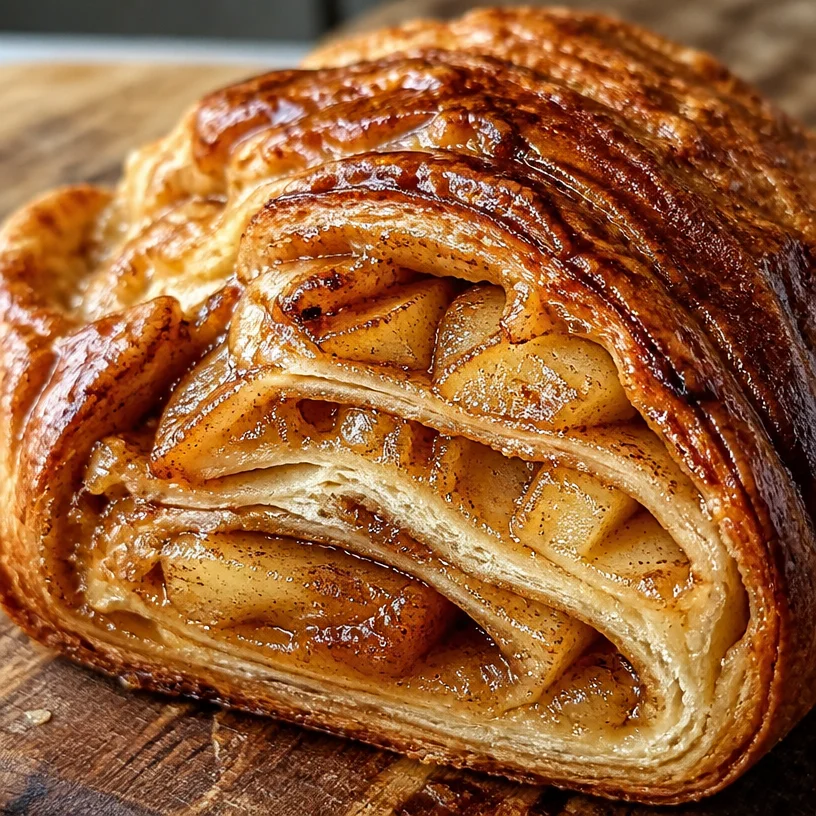 Pain au levain aux pommes et à la cannelle, doré et appétissant