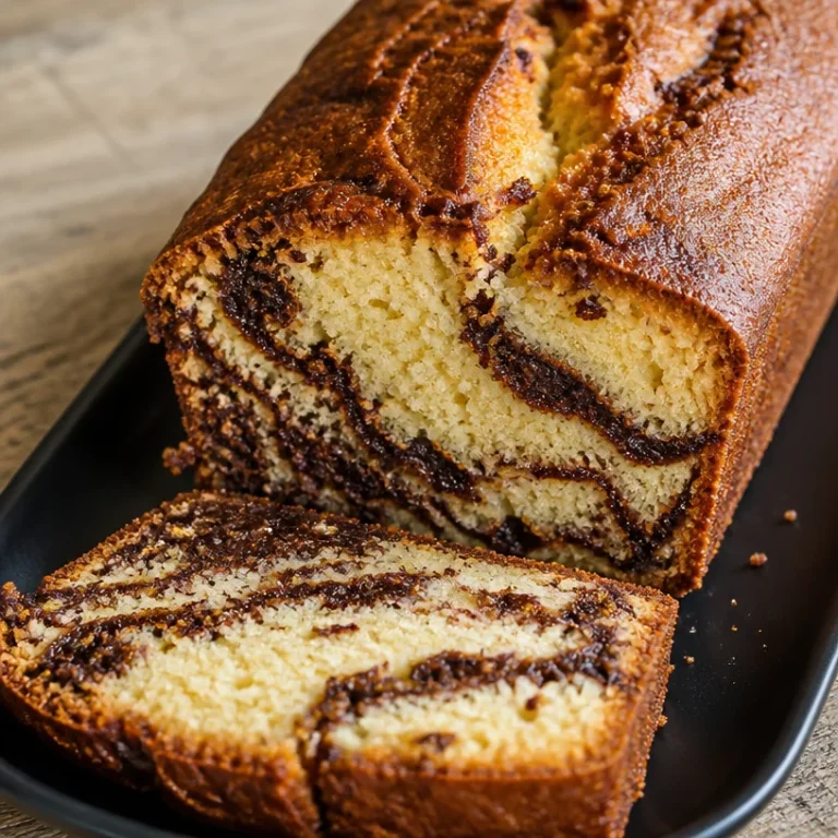 Tranche de Pound Cake au Chocolat crémeux sur une assiette élégante.