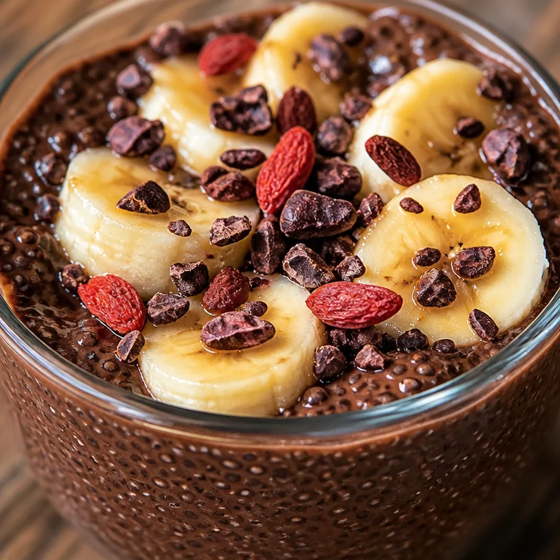 Pudding chia au chocolat et à la banane, dessert healthy et nutritif