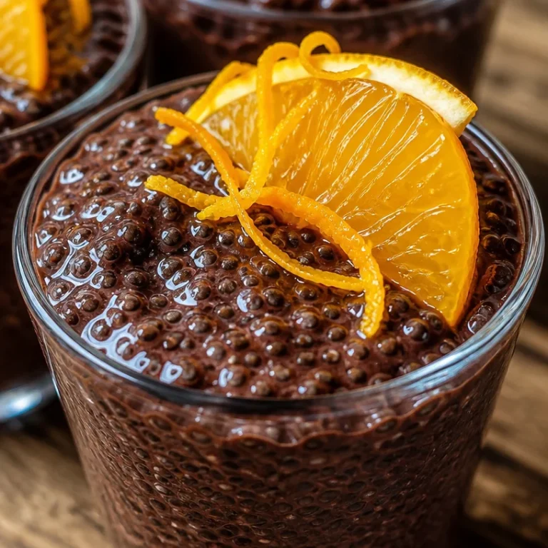 Pudding de Chia au Chocolat et à l'Orange décoré avec des zestes d'orange