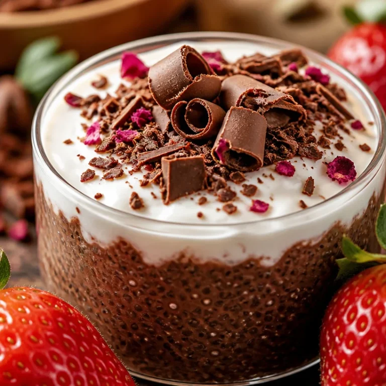 Pudding de chia au chocolat végétalien dans un bol sur table en bois