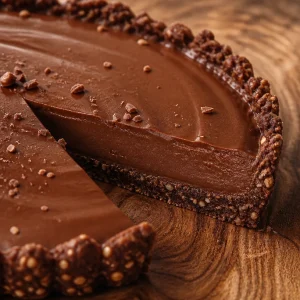 Tarte au Chocolat sans Cuisson garnie de chocolat riche et crémeux