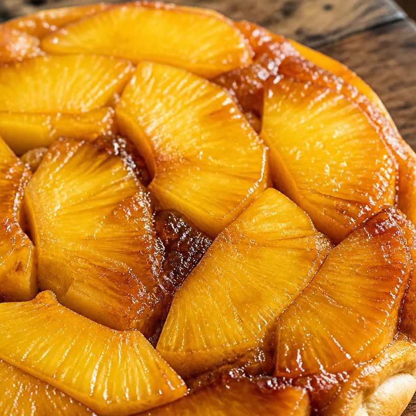 Tarte Tatin à l'Ananas présentée sur une assiette élégante