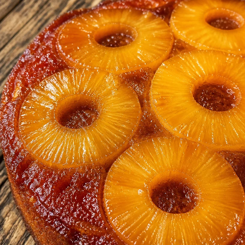 Gâteau ananas inversé moelleux avec tranches d'ananas caramélisées