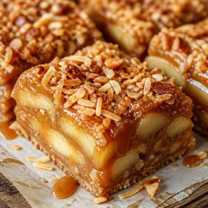 Recette de carrés aux pommes et caramel écossais, dessert savoureux et facile.
