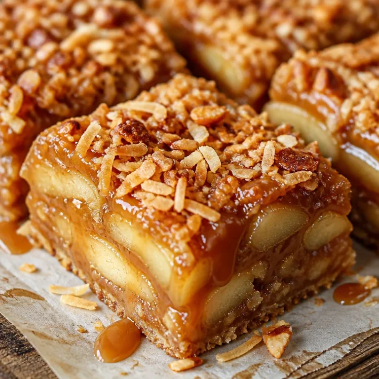Recette de carrés aux pommes et caramel écossais, dessert savoureux et facile.