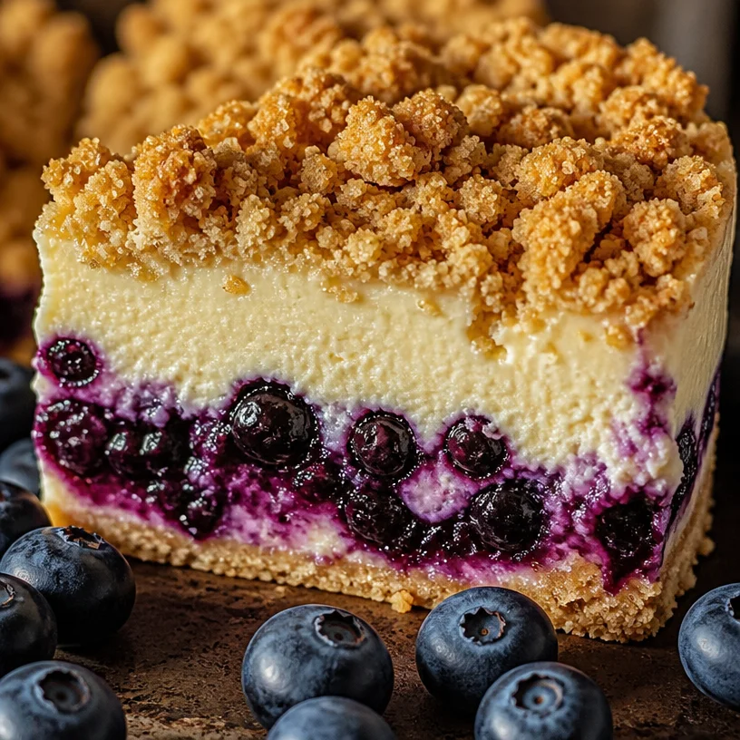 Cheesecake crumble aux myrtilles décadent et savoureux