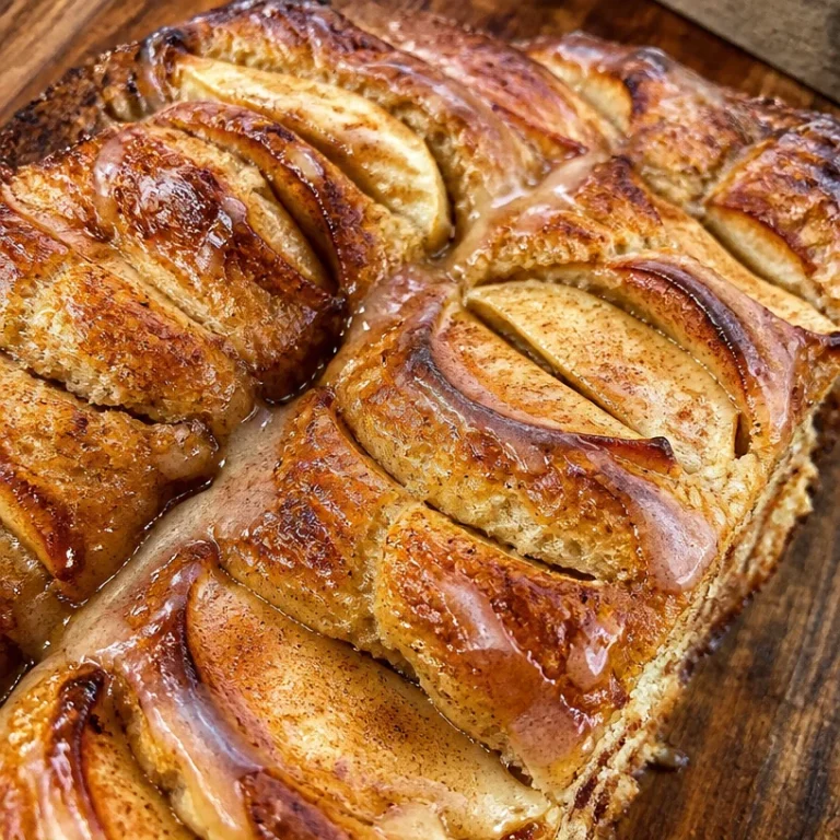Focaccia aux pommes sucrées au levain fraîchement cuite