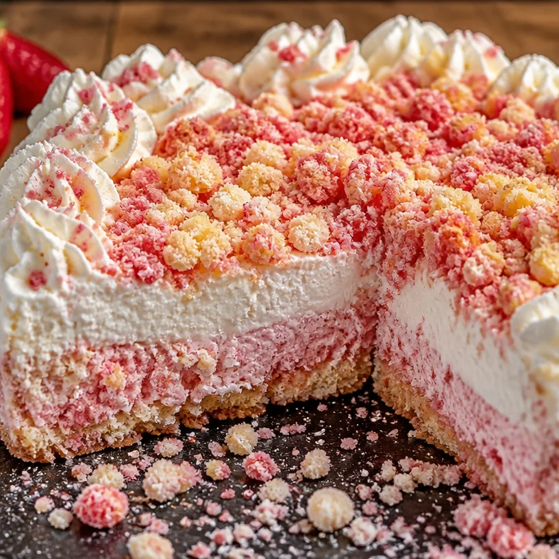 Gâteau au fromage croustillant à la fraise sur une assiette