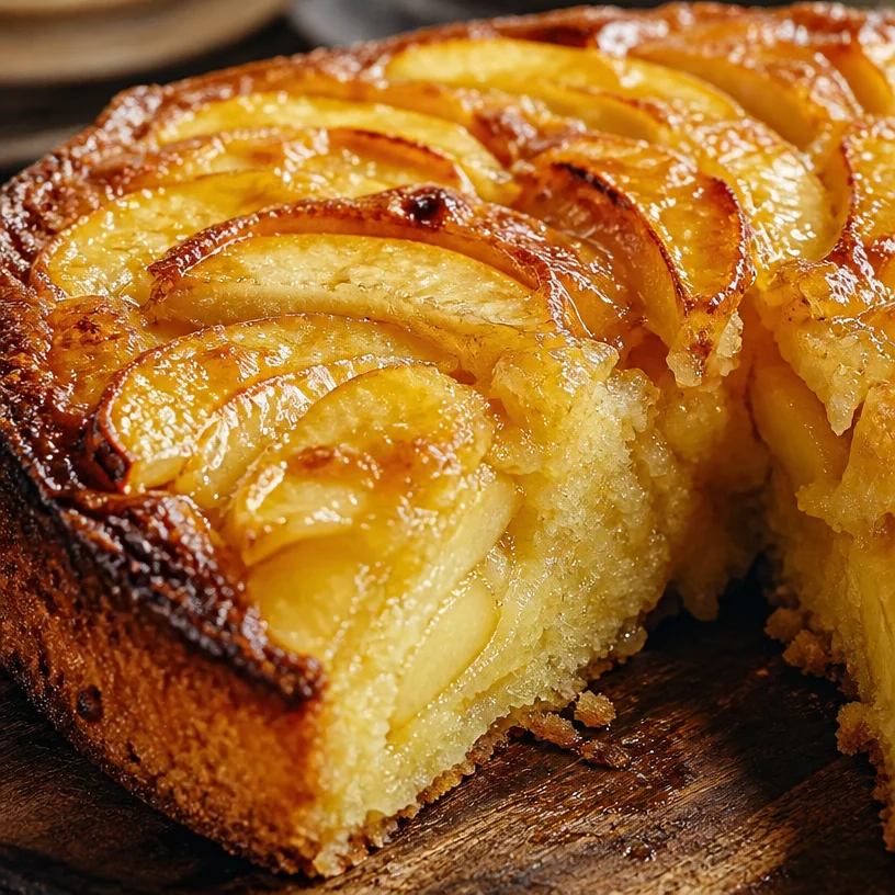 Gâteau moelleux frangipane aux pommes prêt à déguster