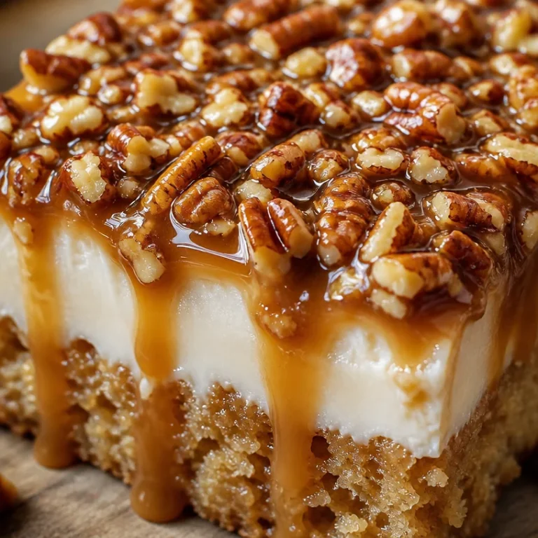 Gâteau poke praliné aux noix de pécan, dessert chocolaté et crémeux