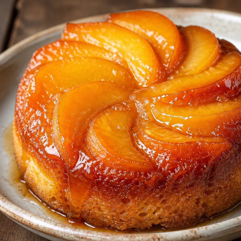 Mini upside-down peach cakes garnis de pêches juteuses et caramélisées