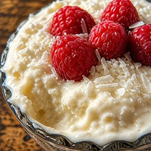 Mousse au chocolat blanc et noix de coco dans un verre élégant