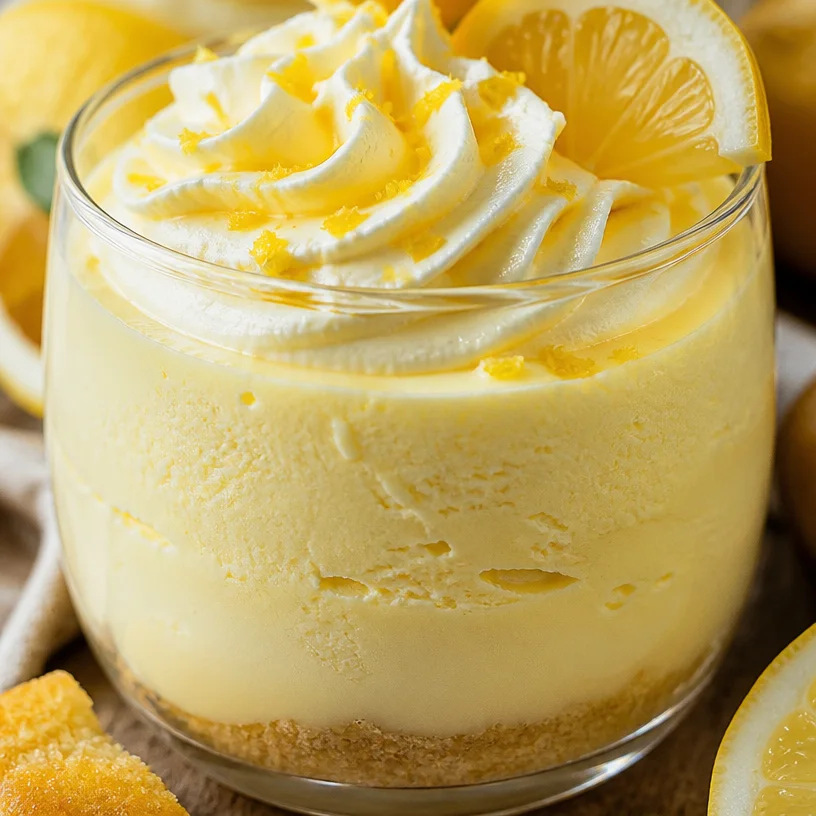 Mousse au fromage à la crème citron, un dessert rafraîchissant et crémeux.