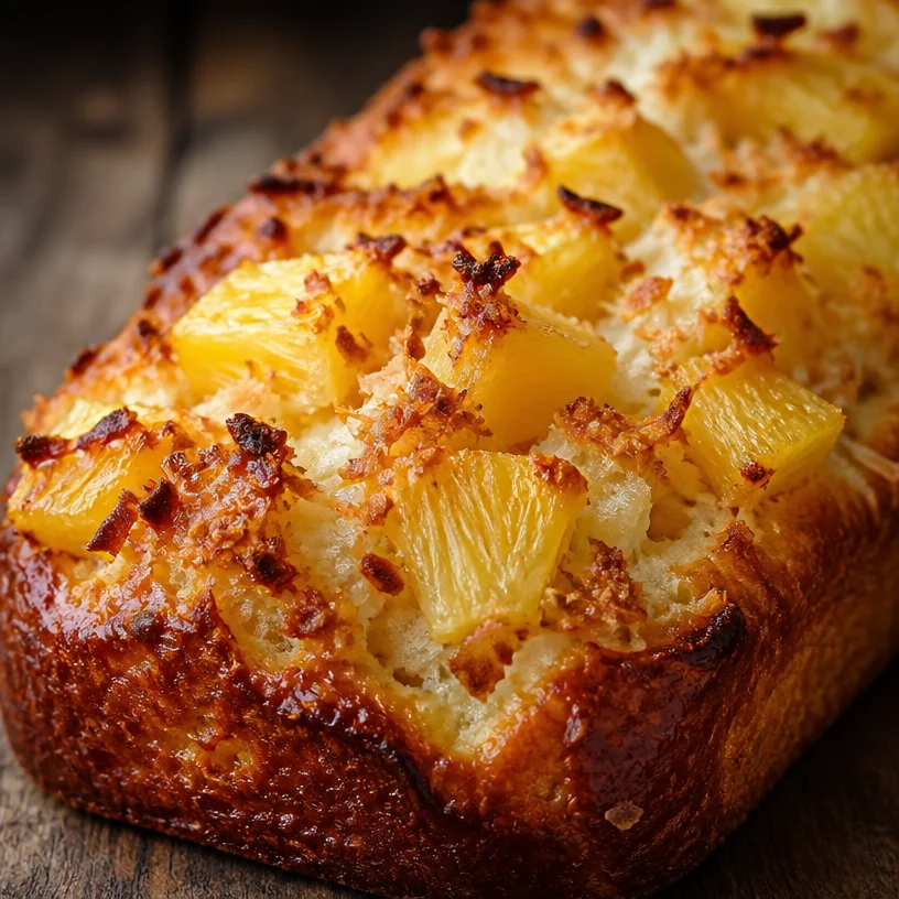 Pain à l'ananas et à la noix de coco frais et savoureux
