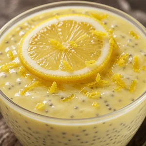 Pudding citron à la crème de citron et graines de chia dans un bol élégant