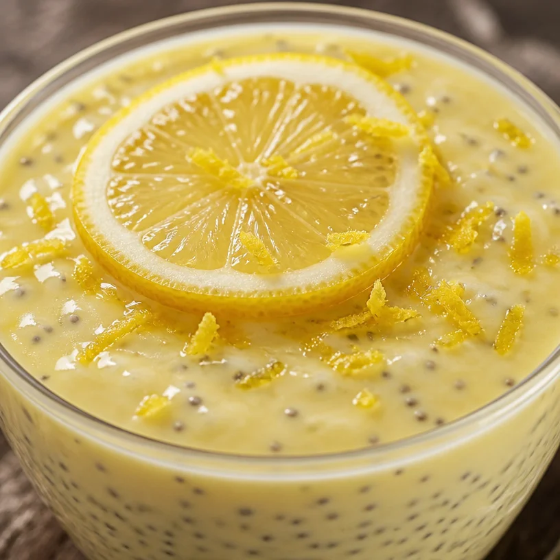 Pudding citron à la crème de citron et graines de chia dans un bol élégant
