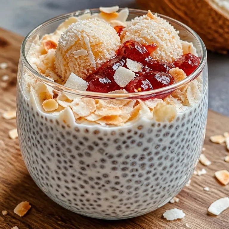 Pudding de Chia au Coco Raffaello servi dans un bol délicat