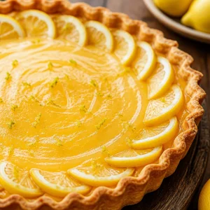 Tarte au Citron Classique Ultime garnie de crème citron et zestes de citron frais